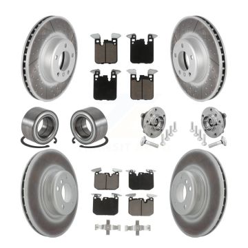 Front Rear Hub Bearing Coated Disc Brake Rotor & Pad Shoe Kit (10Pc) For BMW M240i xDrive KBB-133025