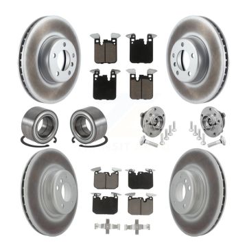 Front Rear Hub Bearing Coated Disc Brake Rotor & Pad Shoe Kit (10Pc) For BMW M240i xDrive KBB-133027