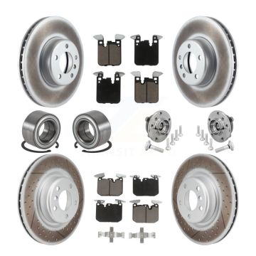 Front Rear Hub Bearing Coated Disc Brake Rotor & Pad Shoe Kit (10Pc) For BMW M240i xDrive KBB-133028