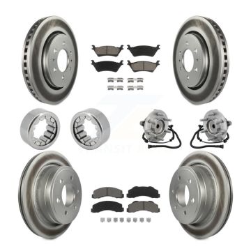 Front Rear Hub Bearing Coat Brake Rotor Pads Shoe Kit (10Pc) For 2015-2017 Ford F-150 RWD KBB-133032
