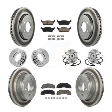 Front Rear Hub Bearings Coated Disc Brake Rotors And Pads Shoes Kit (10Pc) For Ford F-150 KBB-133034