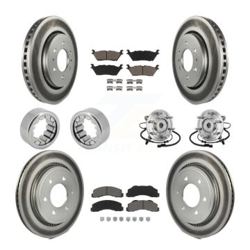 Front Rear Hub Bearings Coated Disc Brake Rotors And Pads Shoes Kit (10Pc) For Ford F-150 KBB-133035