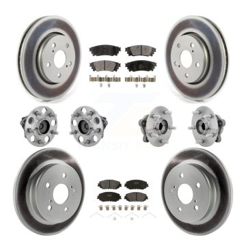 Front Rear Hub Bearings Coated Disc Brake Rotors And Pads Kit (10Pc) For Toyota C-HR KBB-133042