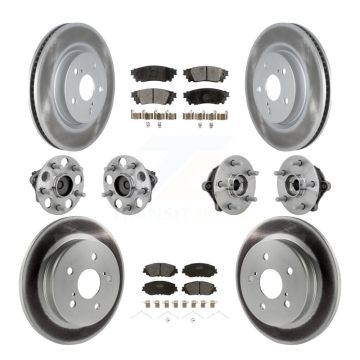 Front Rear Hub Bearings Coated Disc Brake Rotors And Pads Kit (10Pc) For Toyota RAV4 KBB-133043