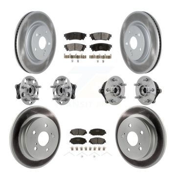 Front Rear Hub Bearing Coated Disc Brake Rotors And Pads Kit (10Pc) For Toyota RAV4 Venza KBB-133044