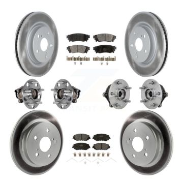 Front Rear Hub Bearings Coated Disc Brake Rotors And Pads Kit (10Pc) For Toyota RAV4 KBB-133046