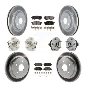 Front Rear Hub Bearings Coated Disc Brake Rotors And Pads Kit (10Pc) For Toyota RAV4 KBB-133047