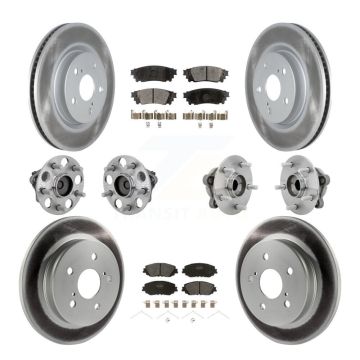 Front Rear Hub Bearings Coated Disc Brake Rotors And Pads Kit (10Pc) For Toyota C-HR KBB-133049