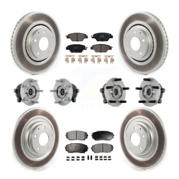 Front Rear Hub Bearing Coated Brake Rotor And Pad Kit (10Pc) For 2016-2023 Mazda CX-9 AWD KBB-133052