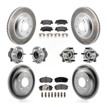 Front Rear Hub Bearing Coated Disc Brake Rotor & Pad Kit (10Pc) For Hyundai Sonata Kia K5 KBB-133054