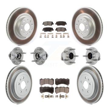 Front Rear Hub Bearings Coated Disc Brake Rotors And Pads Kit (10Pc) For Cadillac CTS KBB-133068
