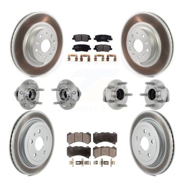 Front Rear Hub Bearings Coated Disc Brake Rotors And Pads Kit (10Pc) For Cadillac CTS KBB-133069
