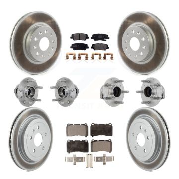 Front Rear Hub Bearings Coated Disc Brake Rotors And Pads Kit (10Pc) For Cadillac CTS KBB-133073