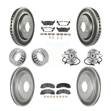 Front Rear Hub Bearing Coated Brake Rotor Pad Shoe Kit (10Pc) For 18-20 Ford F-150 Raptor KBB-133123