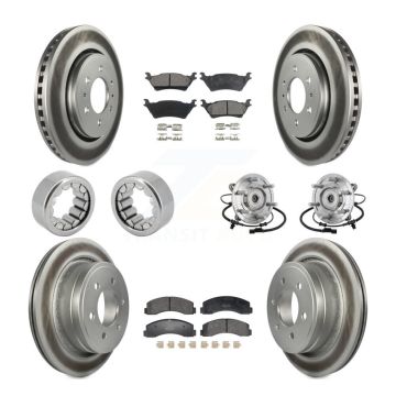 Front Rear Hub Bearing Coated Brake Rotor Pad Shoe Kit (10Pc) For 18-20 Ford F-150 Raptor KBB-133124