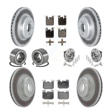 Front Rear Hub Bearing Coated Disc Brake Rotor & Pad Shoe Kit (10Pc) For BMW M240i xDrive KBB-133126