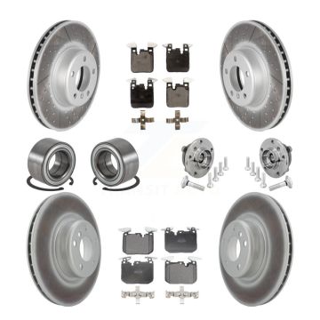 Front Rear Hub Bearing Coated Disc Brake Rotor & Pad Shoe Kit (10Pc) For BMW M240i xDrive KBB-133127