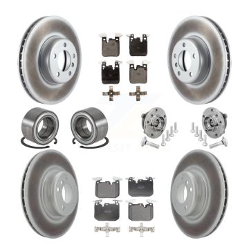 Front Rear Hub Bearing Coated Disc Brake Rotor & Pad Shoe Kit (10Pc) For BMW M240i xDrive KBB-133128