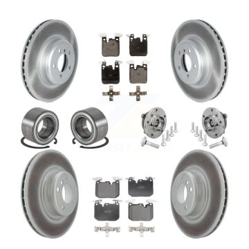 Front Rear Hub Bearing Coated Disc Brake Rotor & Pad Shoe Kit (10Pc) For BMW M240i xDrive KBB-133129