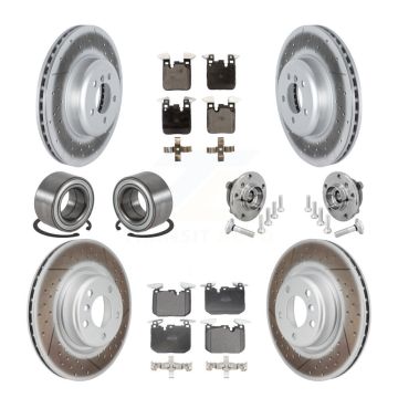 Front Rear Hub Bearing Coated Disc Brake Rotor & Pad Shoe Kit (10Pc) For BMW M240i xDrive KBB-133130