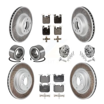 Front Rear Hub Bearing Coated Disc Brake Rotor & Pad Shoe Kit (10Pc) For BMW M240i xDrive KBB-133131