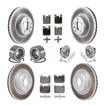 Front Rear Hub Bearing Coated Disc Brake Rotor & Pad Shoe Kit (10Pc) For BMW M240i xDrive KBB-133132