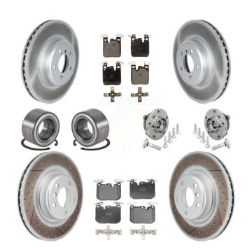 Front Rear Hub Bearing Coated Disc Brake Rotor & Pad Shoe Kit (10Pc) For BMW M240i xDrive KBB-133133