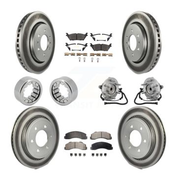 Front Rear Hub Bearing Coat Brake Rotor Pads Shoe Kit (10Pc) For 2015-2017 Ford F-150 RWD KBB-133135