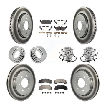 Front Rear Hub Bearings Coated Disc Brake Rotors And Pads Shoes Kit (10Pc) For Ford F-150 KBB-133137
