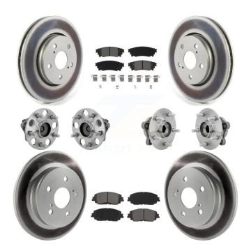 Front Rear Hub Bearings Coated Disc Brake Rotors And Pads Kit (10Pc) For Toyota C-HR KBB-133162