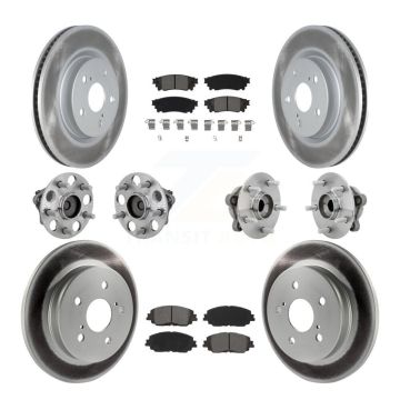 Front Rear Hub Bearings Coated Disc Brake Rotors And Pads Kit (10Pc) For Toyota C-HR KBB-133163