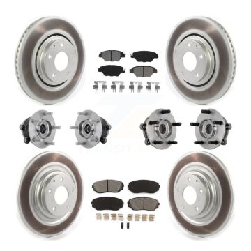 Front Rear Hub Bearing Coated Brake Rotor And Pad Kit (10Pc) For 2016-2023 Mazda CX-9 AWD KBB-133164