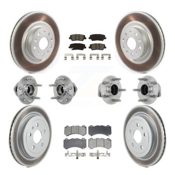 Front Rear Hub Bearings Coated Disc Brake Rotors And Pads Kit (10Pc) For Cadillac CTS KBB-133166
