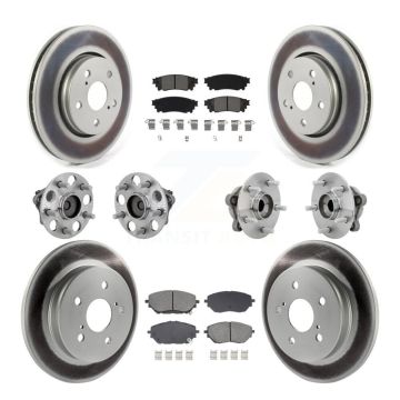 Front Rear Hub Bearings Coated Disc Brake Rotors And Pads Kit (10Pc) For Toyota C-HR KBB-133169