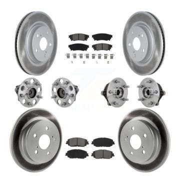 Front Rear Hub Bearings Coated Disc Brake Rotors And Pads Kit (10Pc) For Toyota RAV4 KBB-133170