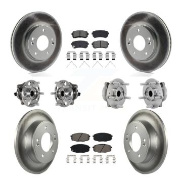 Front Rear Hub Bearings Coated Disc Brake Rotors And Pads Kit (10Pc) For Hyundai Kona KBB-133178