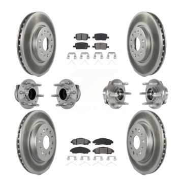Front Rear Hub Bearing Coat Brake Rotor Pads Kit (10Pc) For Chevrolet Traverse GMC Acadia KBB-133182