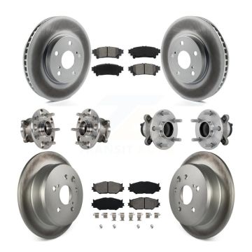 Front Rear Hub Bearing Coated Brake Rotor & Pads Kit (10Pc) For Lexus IS250 Base with RWD KBB-133195