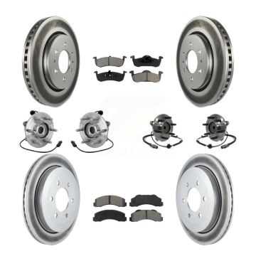 Front Rear Hub Bearing Coated Brake Rotor Pads Kit (10Pc) For Ford Expedition Lincoln RWD KBB-133197