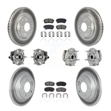 Front Rear Hub Bearings Coated Disc Brake Rotors And Pads Kit (10Pc) For Hyundai Kona KBB-133198
