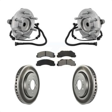 Front Hub Bearing Assembly Coated Disc Brake Rotor & Pad Kit For 2015-2017 Ford F-150 RWD KBB-133214