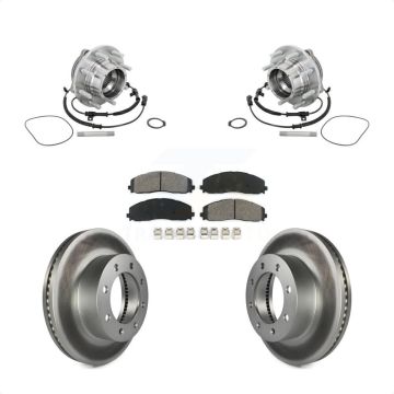 Front Hub Bearing Coated Brake Rotor Pads Kit For Ford F-450 Super Duty With 8 Lug Wheels KBB-133216