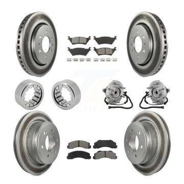 Front Rear Hub Bearing Coat Brake Rotor Pads Shoe Kit (10Pc) For 2015-2017 Ford F-150 RWD KBB-133243