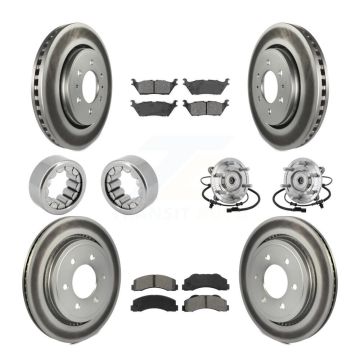 Front Rear Hub Bearings Coated Disc Brake Rotors And Pads Shoes Kit (10Pc) For Ford F-150 KBB-133244