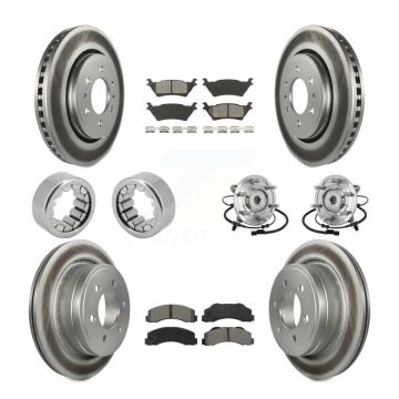 Front Rear Hub Bearings Coated Disc Brake Rotors And Pads Shoes Kit (10Pc) For Ford F-150 KBB-133245