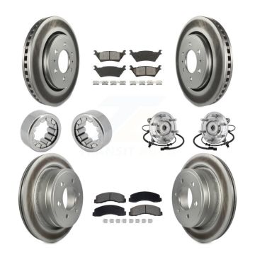 Front Rear Hub Bearing Coated Brake Rotor Pad Shoe Kit (10Pc) For 18-20 Ford F-150 Raptor KBB-133247