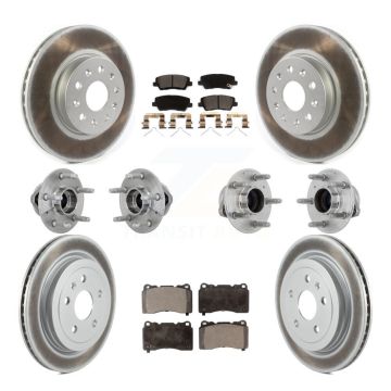 Front Rear Hub Bearings Coated Disc Brake Rotors And Pads Kit (10Pc) For Cadillac CTS KBB-133262