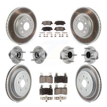 Front Rear Hub Bearings Coated Disc Brake Rotors And Pads Kit (10Pc) For Cadillac CTS KBB-133263