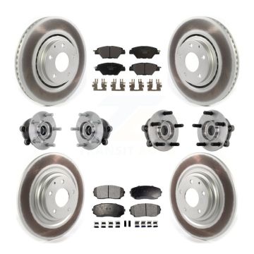 Front Rear Hub Bearing Coated Brake Rotor And Pad Kit (10Pc) For 2016-2023 Mazda CX-9 AWD KBB-133269