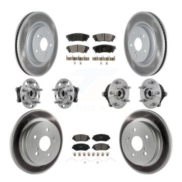 Front Rear Hub Bearing Coated Disc Brake Rotors And Pads Kit (10Pc) For Toyota RAV4 Venza KBB-133271